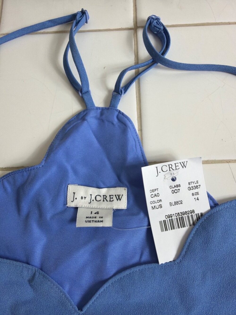 J.Crew Factory Scalloped Cami Tank Periwinkle Blue Size 14 NWT - Picture 5 of 12